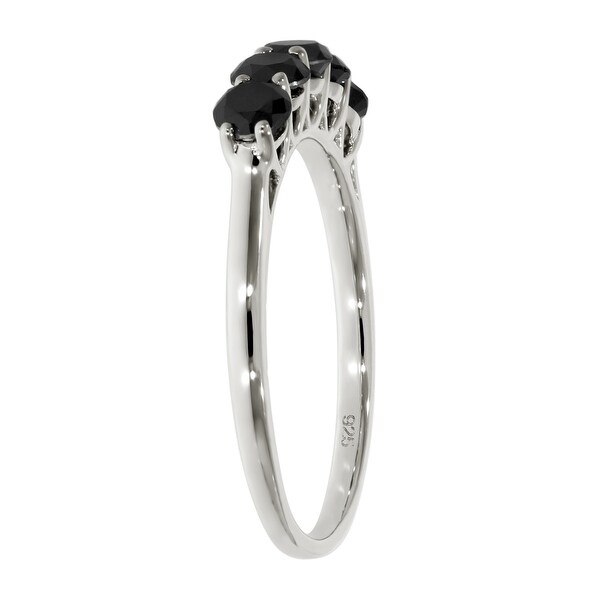 10k Gold Prism Jewel 1.06 Carat Round Cut Black Diamond 7-Stone Prong Setting Band