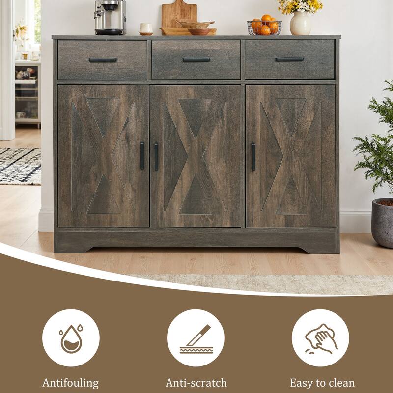 Traditional 3 Drawer Sideboard Storage Cabinet