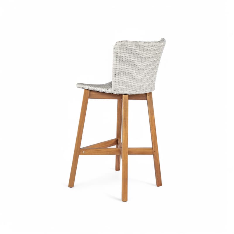 Christopher Knight Home - Lina Acacia and Rattan Outdoor Barstool (Set of 2)