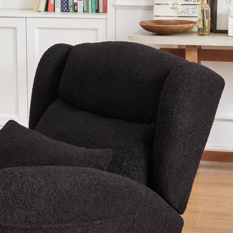Modern Accent Rocking Chair with Pillow, High Backrest Arm Chair Accent Chair Glider Lounger with 2 Side Pockets for Living Room