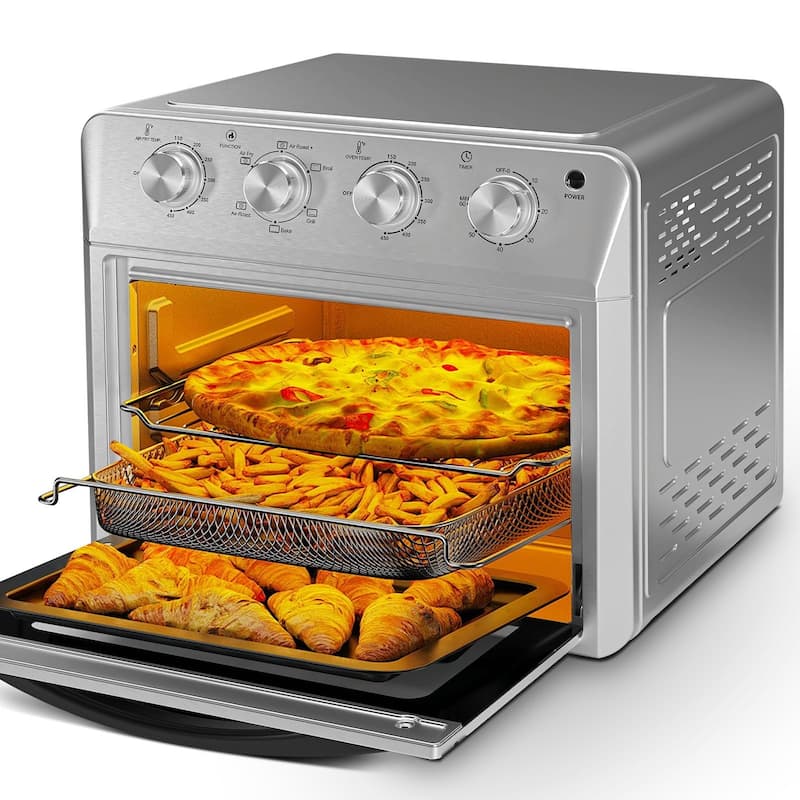 Plum Chef Air Fryer Oven 27.5QT, 6-in-1 Countertop Oven - Air Fry, Bake, Broil, Toast, Warm, Dehydrate, 4 Knob Control, 1600W