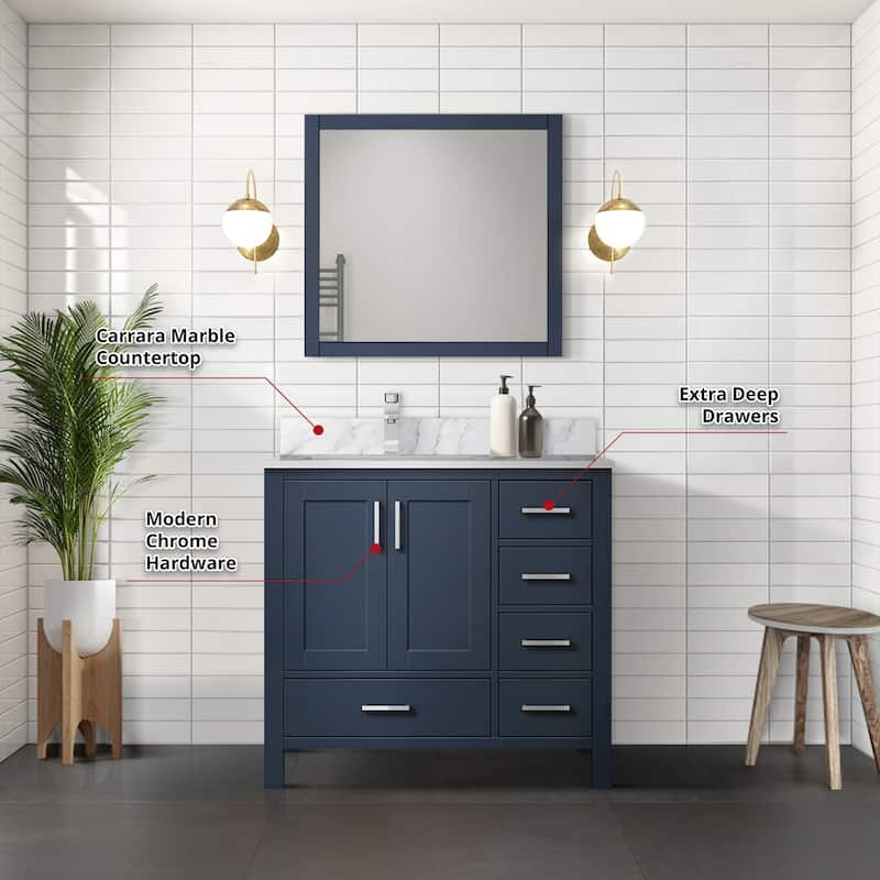 Lexora Jacques 36" Dark Grey Single Vanity - No Mirror, Left Version
