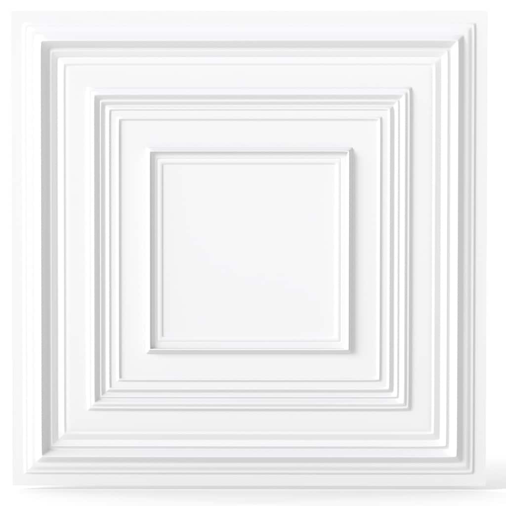 White PVC 3D Drop Ceiling Tiles 12-Pack 24"x24" for DIY Walls and Ceilings