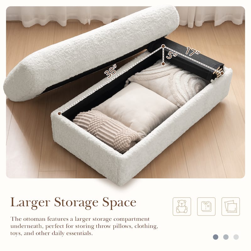 2-Piece Oversized Accent Chair & Ottoman Sets, Single Sofa Reading Couch Chaise Lounge with Storage Ottoman & Cup Holders