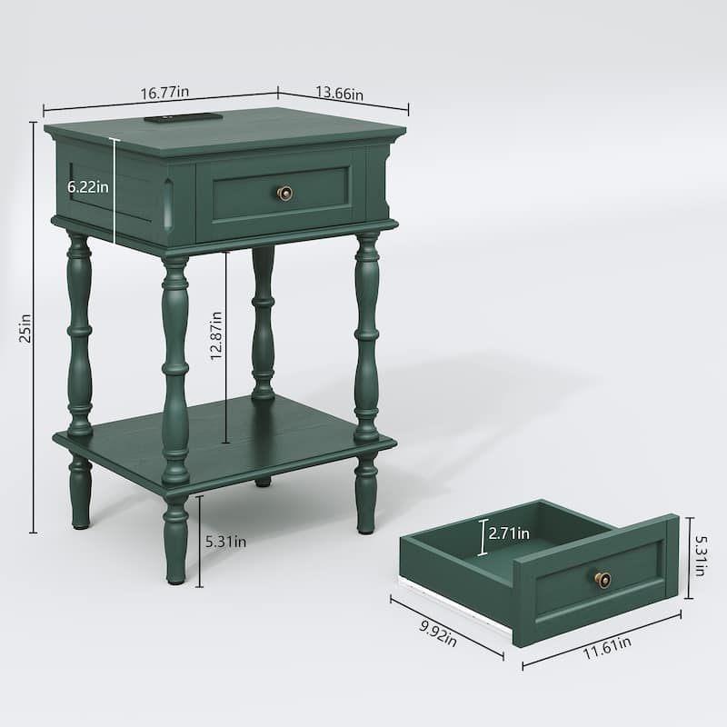 Nightstand with Built-in Charging Outlets, Minimal Assembly Needed