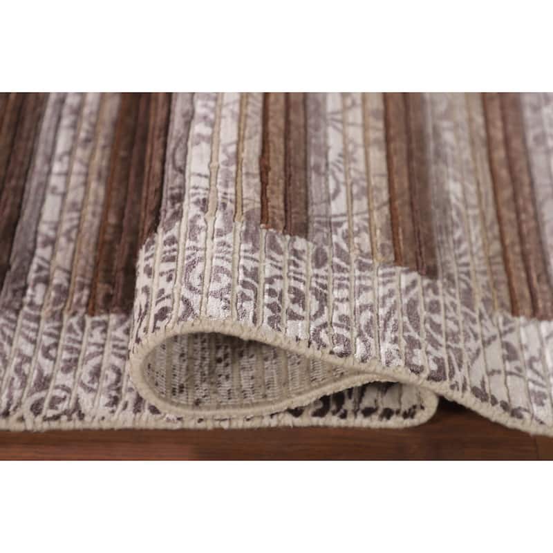 Modern Accent Rug Handmade Indian Abstract Wool Carpet - 2'9"x 5'2"