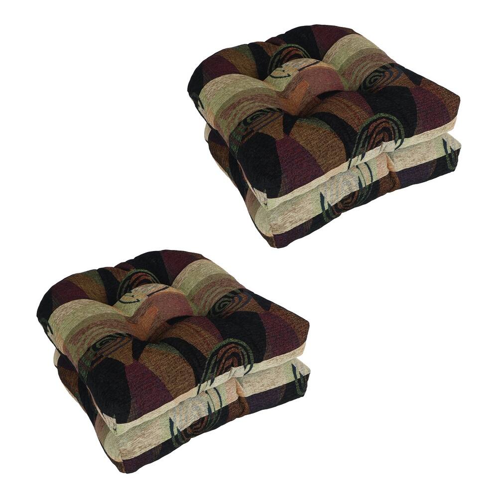 19-inch Rounded Back Jacquard Chenille Chair Cushion - 19 x 19