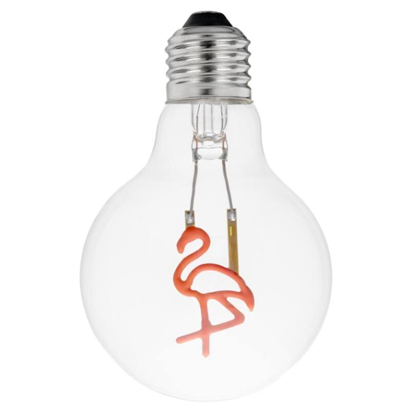 Festive Living LED Flamingo Decorative Filament Bulb G80 Globe E26 Base 1W Clear Glass 1pk