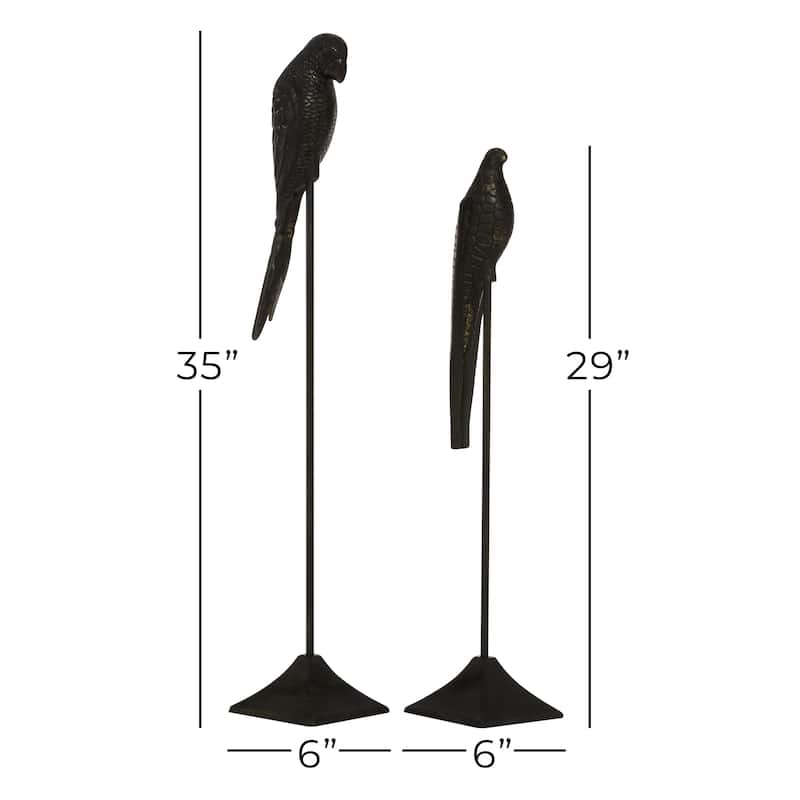 Aluminum Metal Bird Decorative Sculpture - Set of 2 Black - Roche River Decor