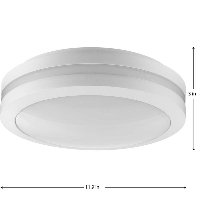 Hard Nox Collection White 12" Die Cast Round Flush Mount Light - 11.9 in x 11.9 in x 3 in