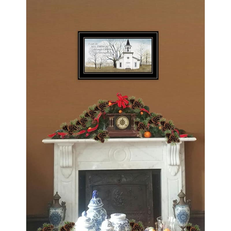 TrendyDecor4U Farmhouse "I Can Do All Things" Framed Print Wall Art by Billy Jacobs - Earthtone