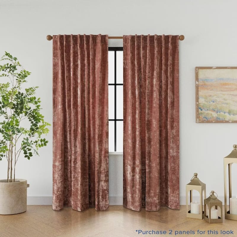 Texture Velvet Back Tab Room Darkening Single Panel