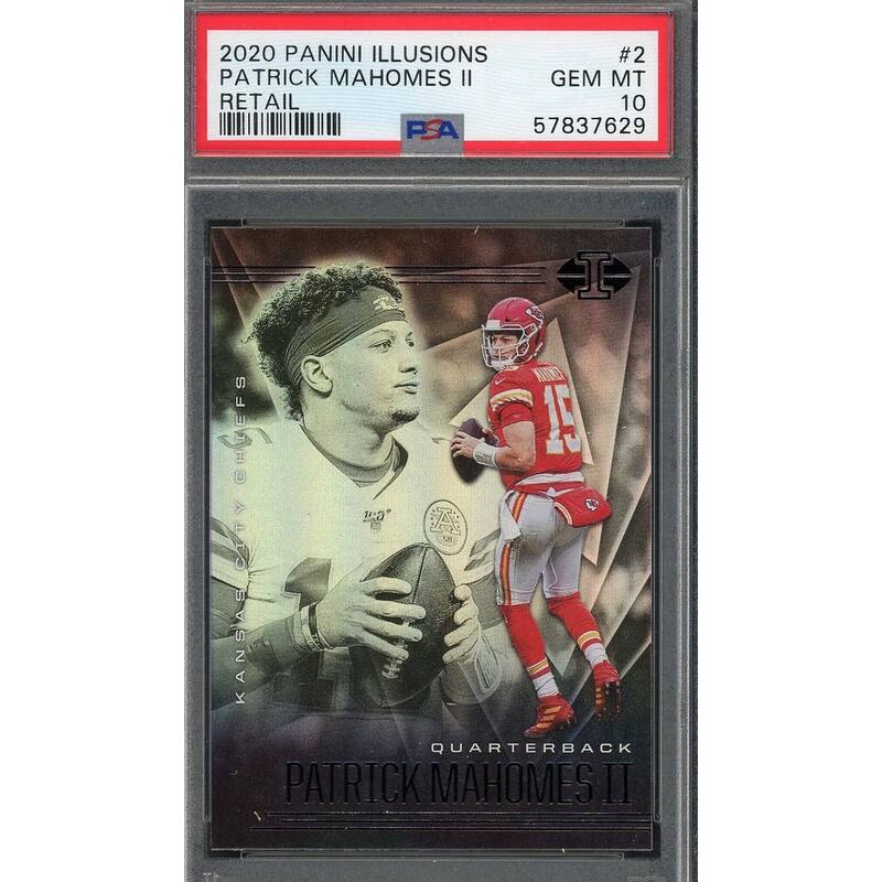Patrick Mahomes 2020 Panini Illusions Retail Football Card #2 Graded PSA 10 - 8'6" x 11'6"