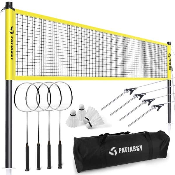 slide 2 of 8, Patiassy Badminton Set for Backyard, Portable Badminton Net for Lawn Beach Family Games