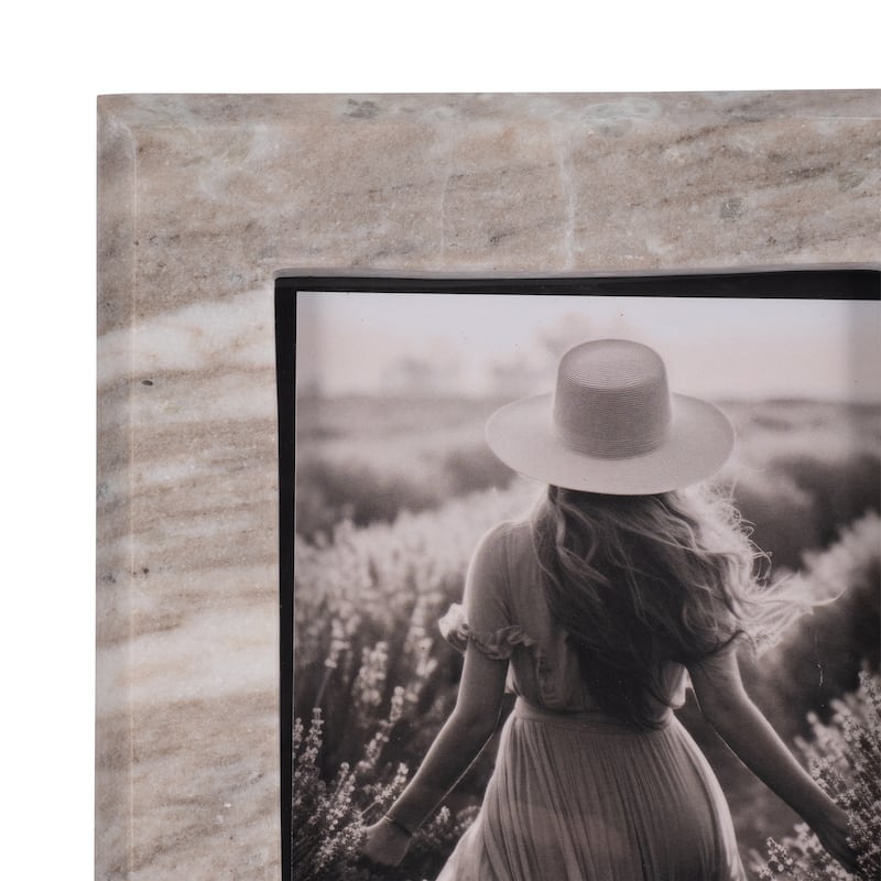 Sagebrook Home Curved Marble Photo Frame, Mocha, Rectangle