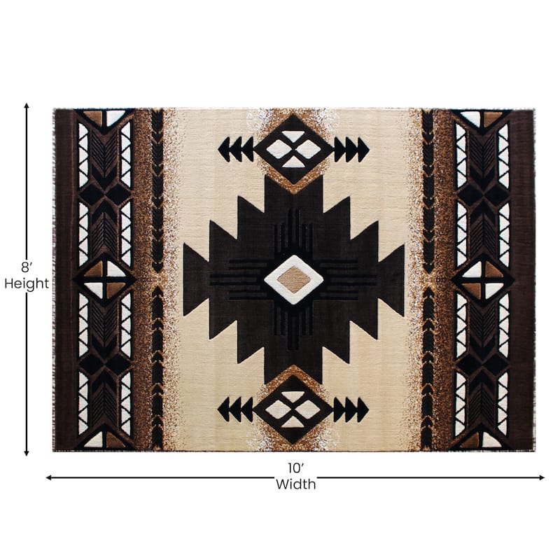 Traditional Southwestern Style Olefin Fiber Geometric Area Rug