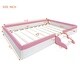 preview thumbnail 23 of 70, Twin/ Full/ Queen/ King Size Upholstered Kids Floor Bed Frame with Guardrail and Little Stairs, Soft PU Platform Bed