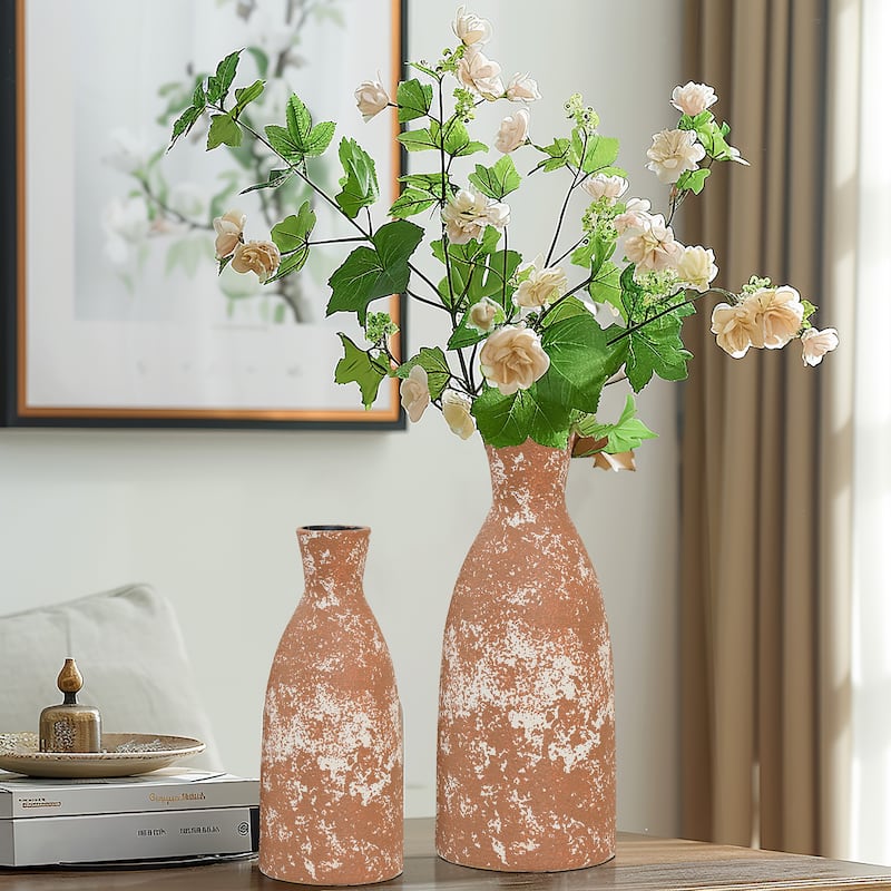 Rustic Brown Tall Round Stoneware Vase (Single)