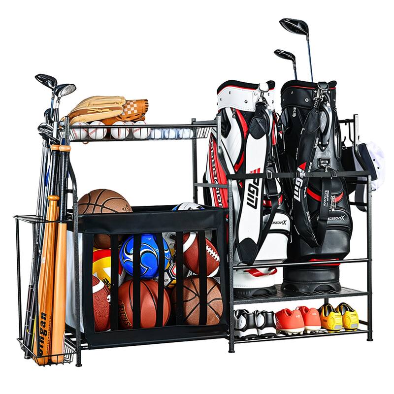 Garage Storage Rack for Golf Bags Balls Bats and Kids Toys