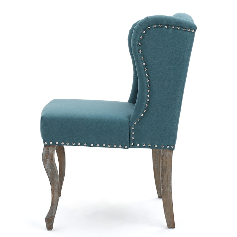 Teal Modern 23.75" Button Tufted Accent Chair with Rubber Wood Frame and Nailheads for Living Room