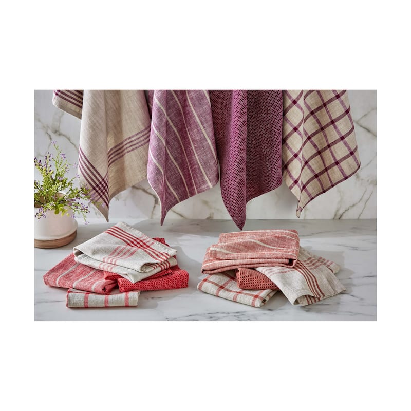 Classic Reversible Double Cloth Olive Green Windowpane Cotton Machine Washable Kitchen Dishtowel 26L x 18W in.