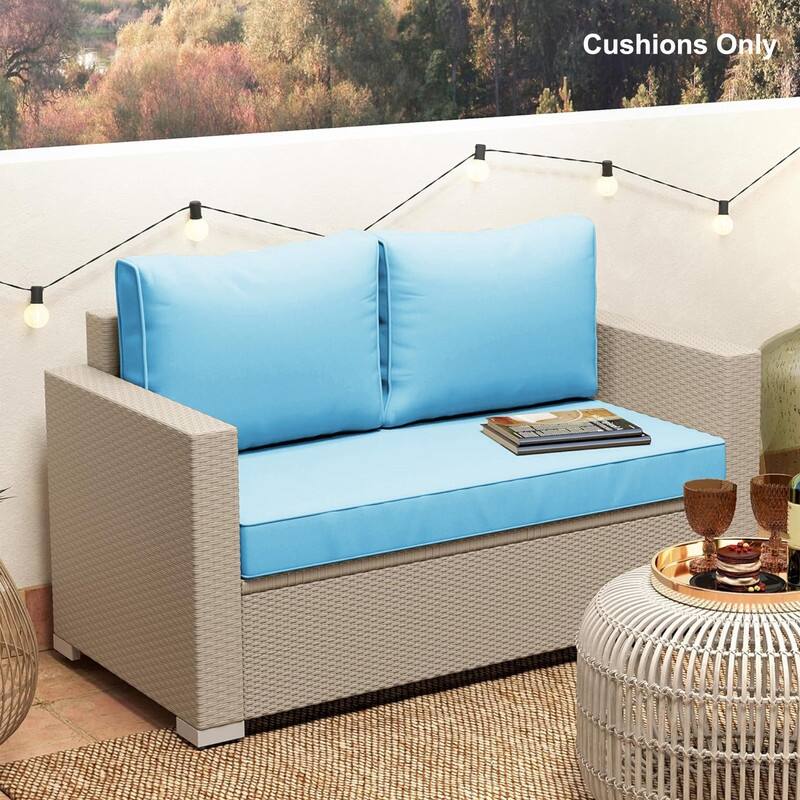 Outdoor Loveseat Cushion Set (Set of 1 Seats,48x24in, 2 Backs,24x18in )