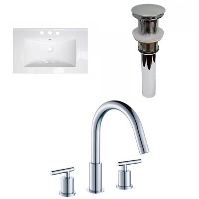 American Imaginations 32-in. W 3H8-in. Ceramic Top Set In White Color - Drain Incl.
