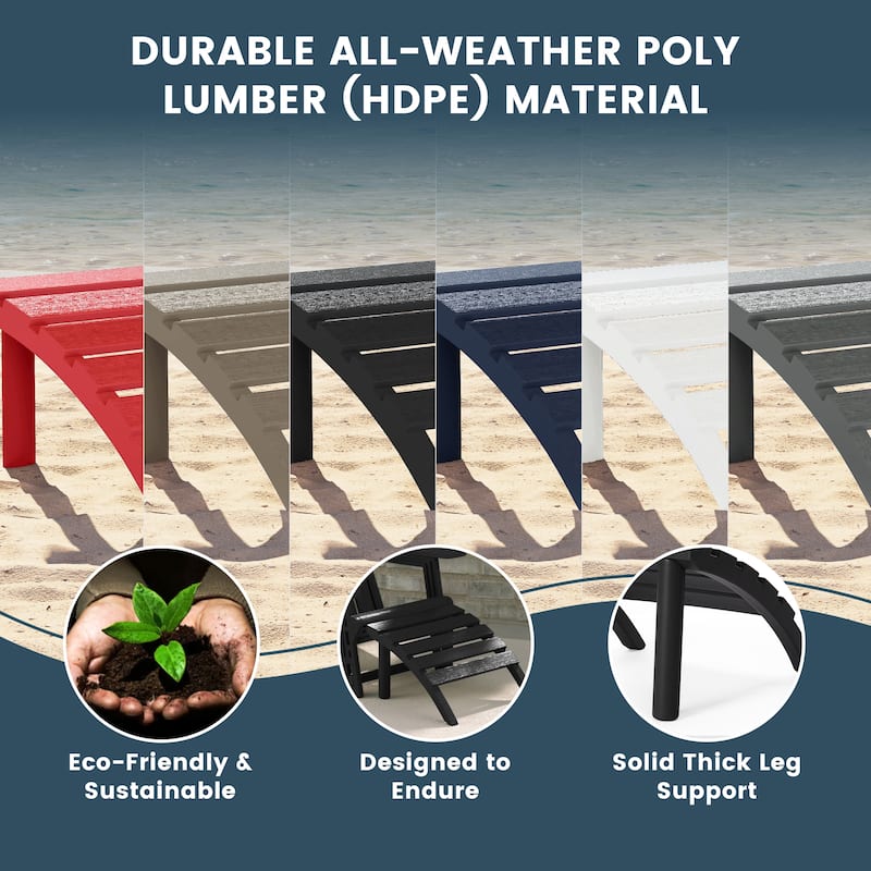 Polytrends Coastline Outdoor Poly Adirondack Chair with Ottoman