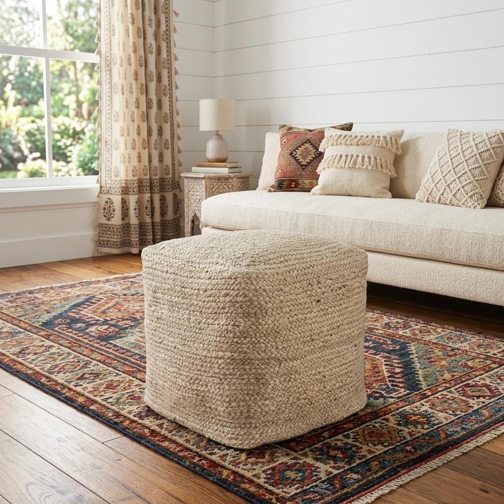 HomeRoots 18" Natural Jute Pouf Ottoman