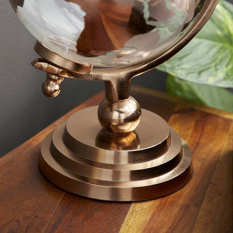 Multi Color Metal and Glass Glam Traditional World Desk Globe