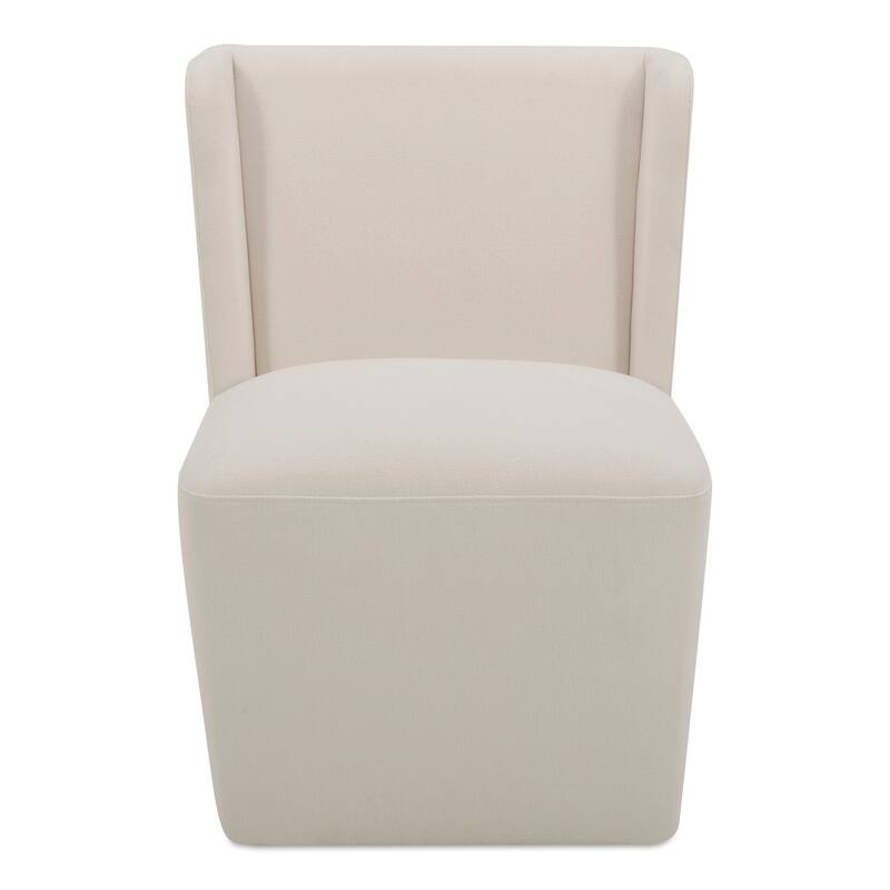 NADAAL STUDIOS Zadie Rolling Dining Chair, 360° Swivel, Polyester Upholstery, High-Density Foam Cushioning, Cream - Cream