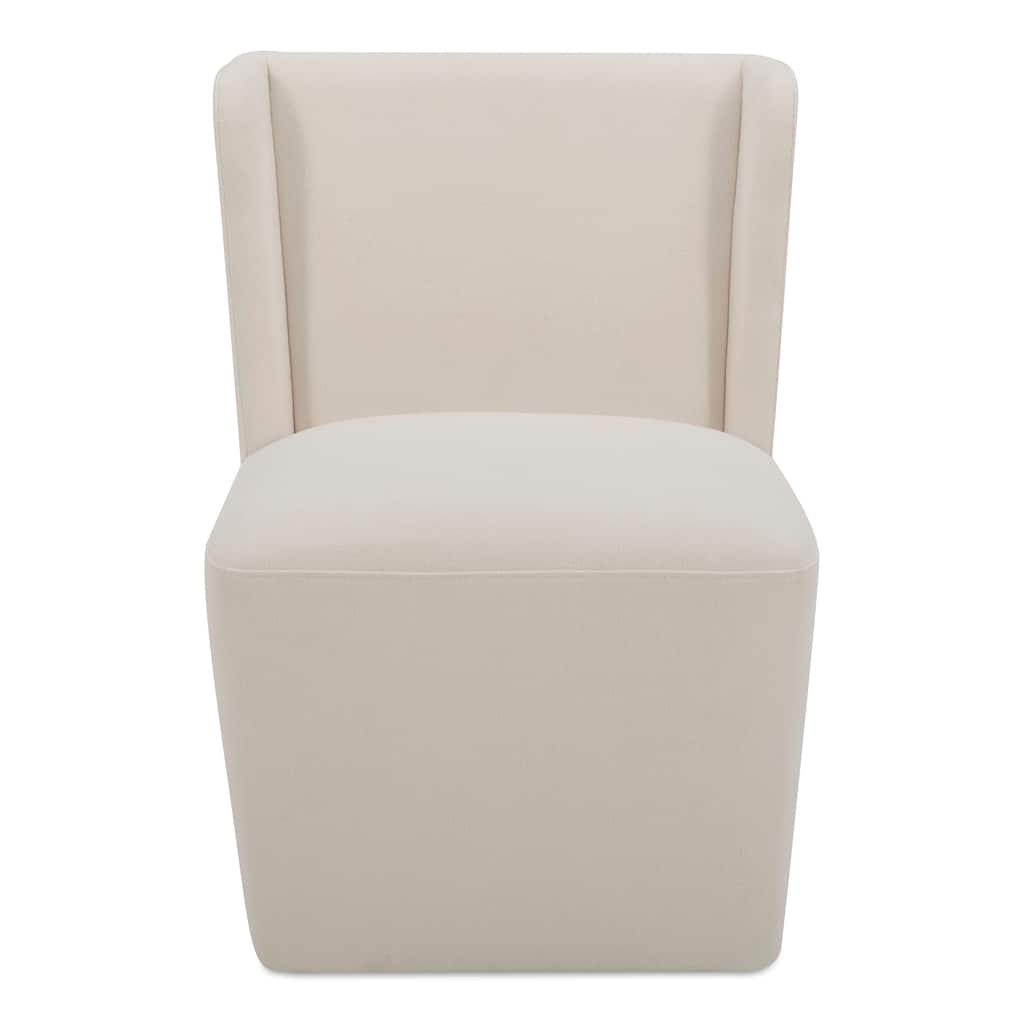 NADAAL STUDIOS Zadie Rolling Dining Chair, 360° Swivel, Polyester Upholstery, High-Density Foam Cushioning, Cream