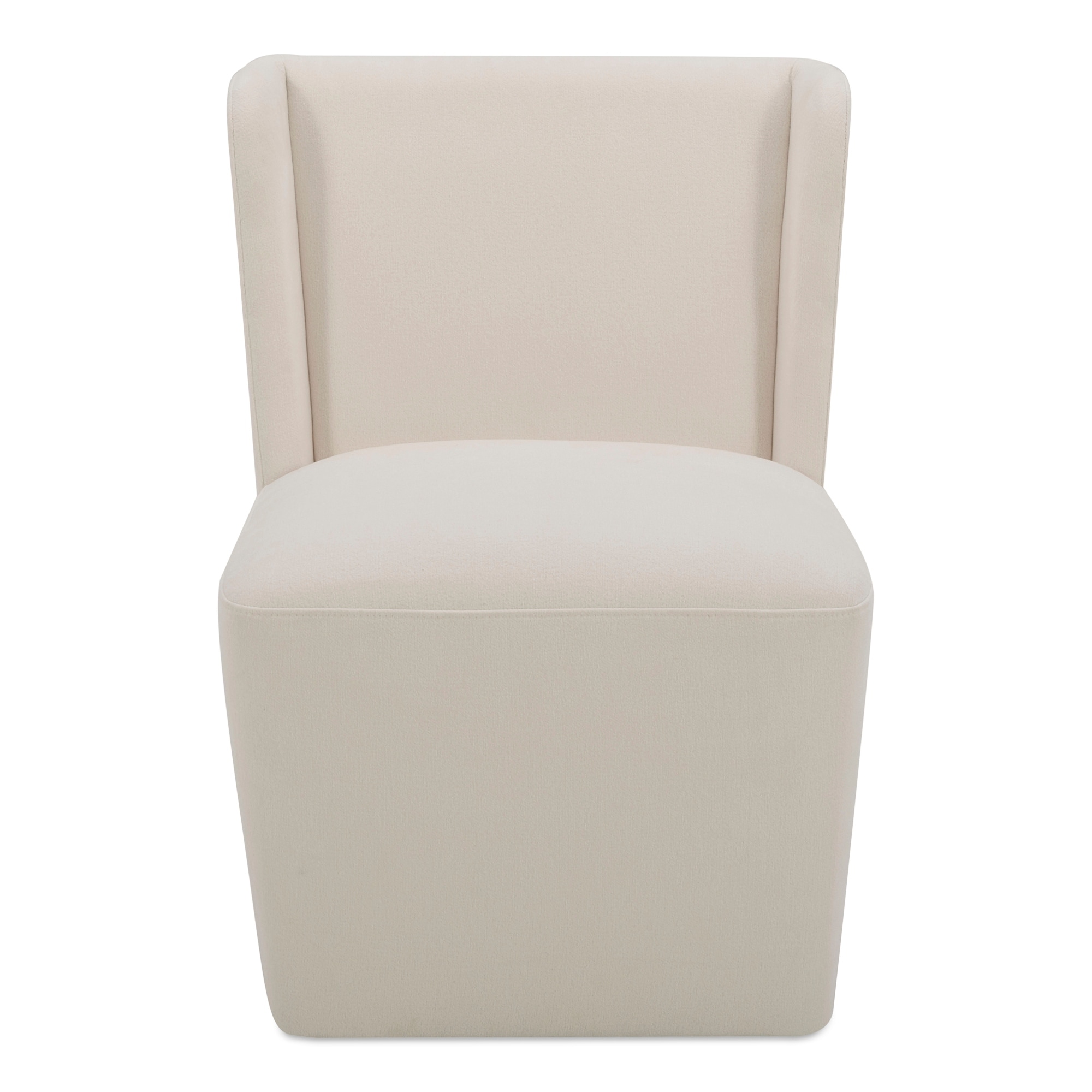 NADAAL STUDIOS Zadie Rolling Dining Chair, 360° Swivel, Polyester Upholstery, High-Density Foam Cushioning, Cream