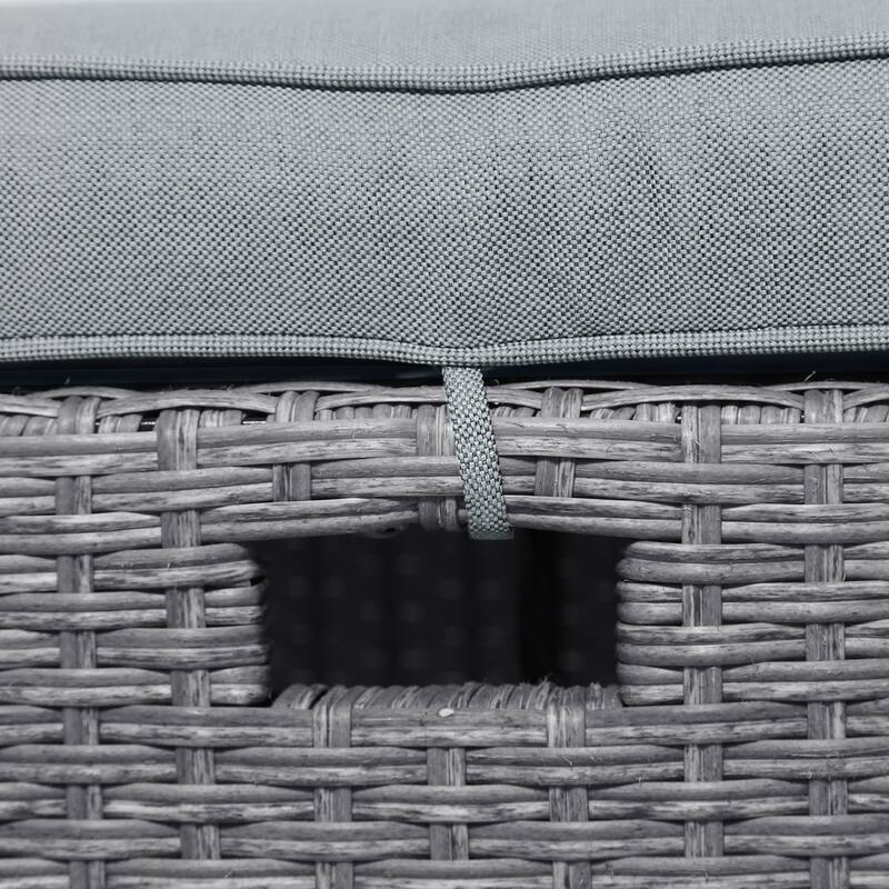 6-Piece Outdoor Rattan Wicker Set Patio Garden Backyard Sofa, Chair, Stools and Table
