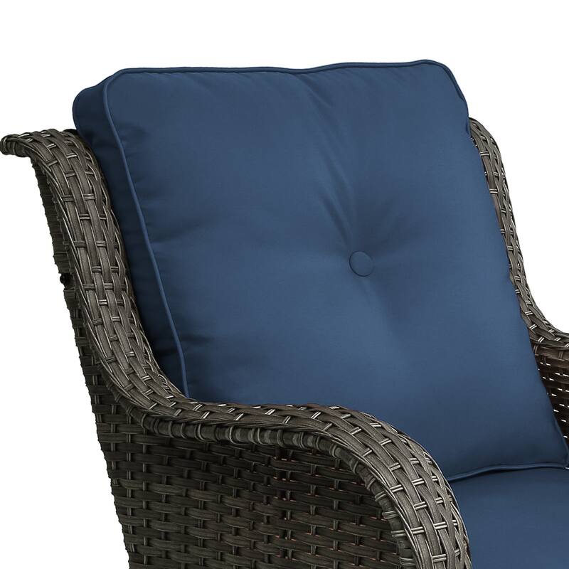 3 Pieces Patio Bistro Set with Rattan Rocking Chair Side Table