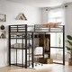 preview thumbnail 2 of 11, Stylish & Simple Full Size Metal Loft Bed with Built-in Wardrobe, Desk and Shelves, Sturdy Construction & Unique Design, Black