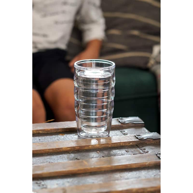 Tervis Clear & Colorful Lidded Made in USA Double Walled Insulated Travel Tumbler, Turquoise Lid - 10oz Wavy