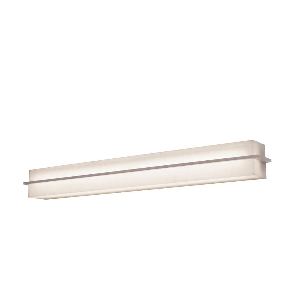 Apex 4-feet Weather Grey LED Vanity, Linen White Fabric and Acrylic Shade