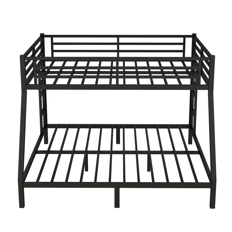 Metal Bunk Bed with Fence, Ladder, Space-Saving and Noise Reduced for Teens and Adults