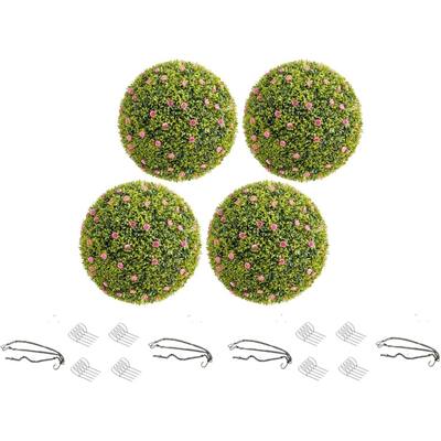 4 Pack 12.5" Artificial Flowers Topiary Balls for Home Decor, Wedding - 12.6 inch