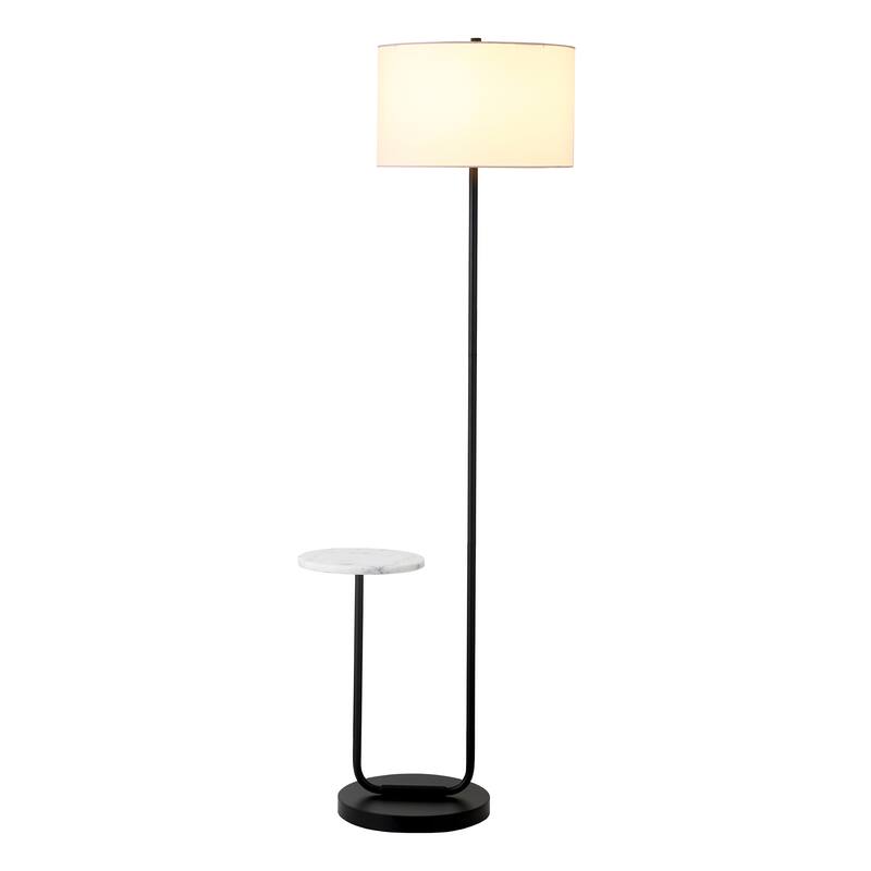 Jacinta Floor Lamp with Marble Tray Table and Fabric Shade - 23.75" Wide