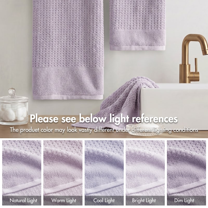 Madison Park Spa Waffle Cotton Waffle Jacquard Antimicrobial Bath Towel 6 Piece Set