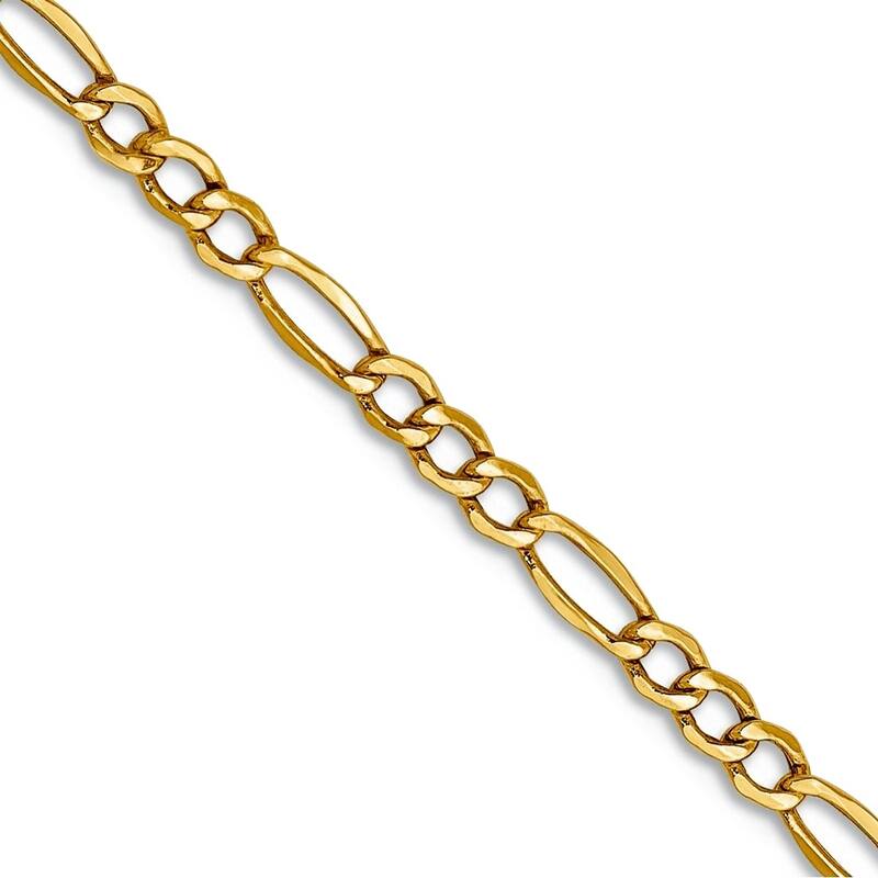 10K Solid White Gold Figaro Chain Necklace 2.25mm – 16" To 30", Lobster Clasp, Made In Italy