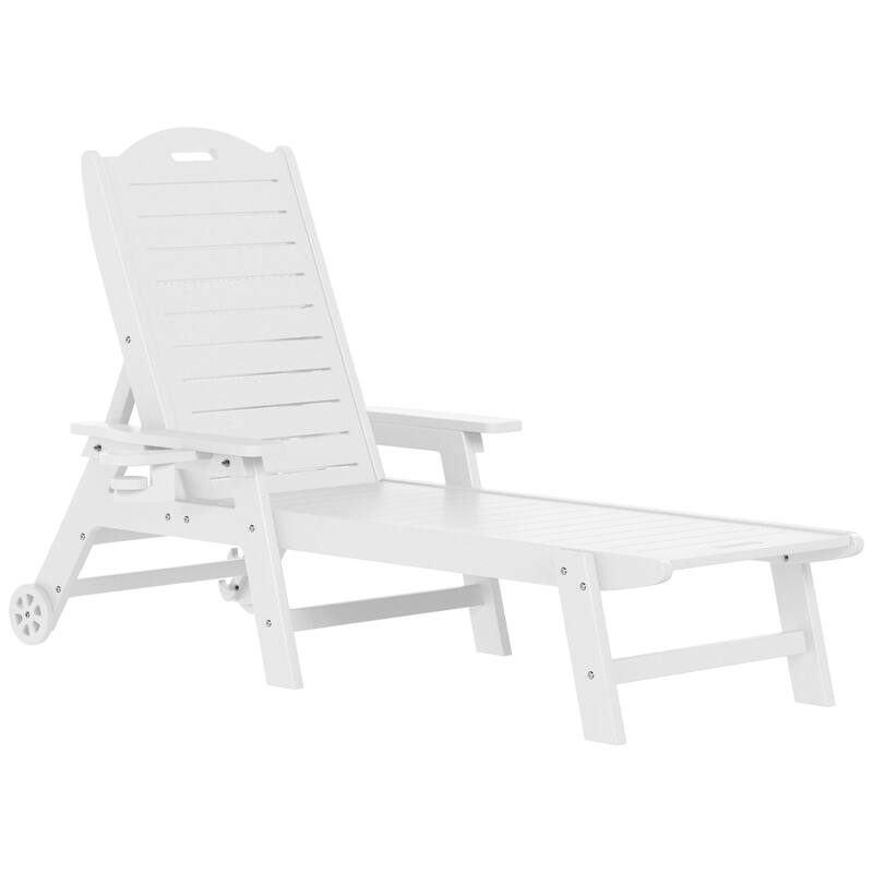 Brighton Outdoor 3-Piece Poly Reclining Chaise Set with Wheels & Cup Holder