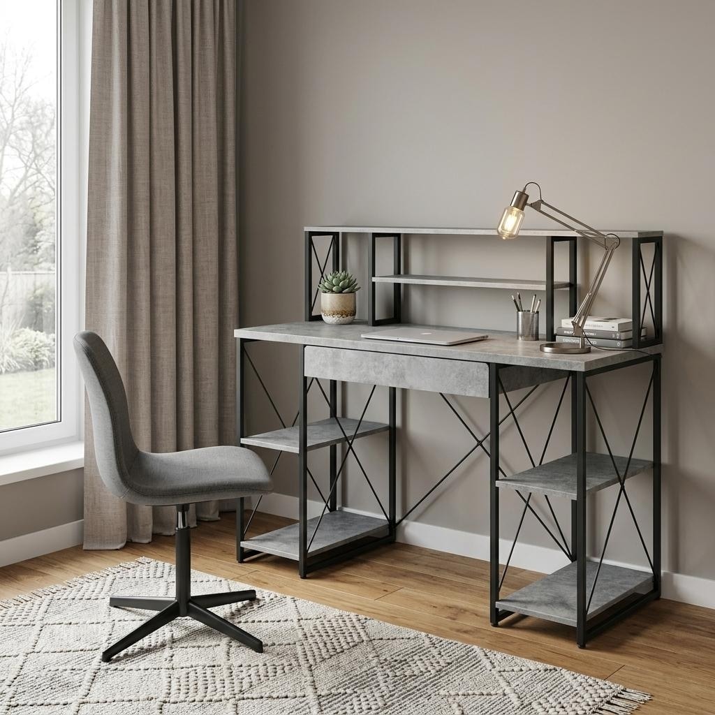 HomeRoots 47" Gray and Black Computer Desk