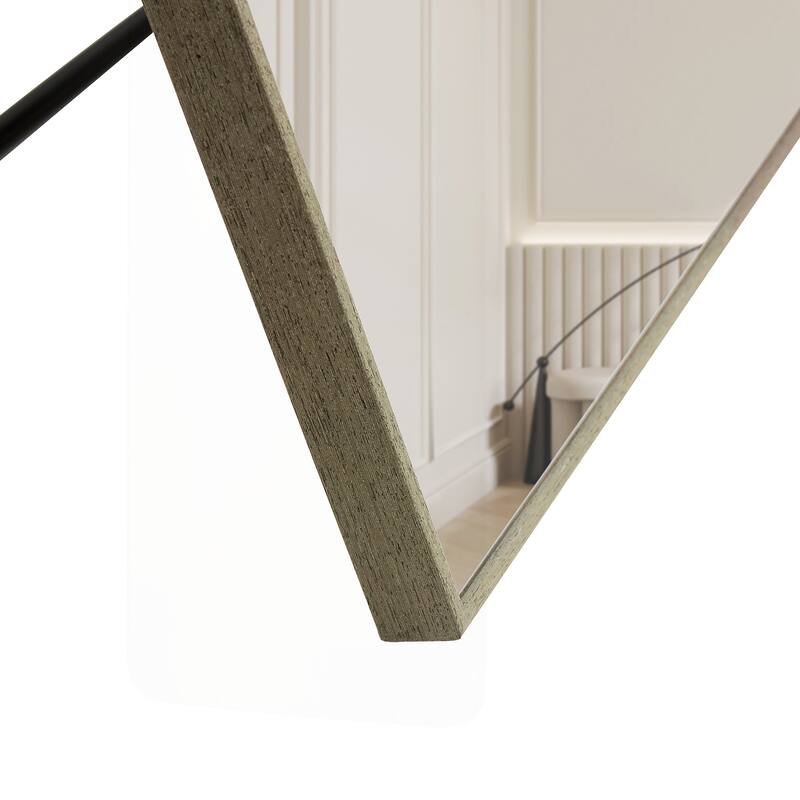 Stylish Full Length Solid Wood Mirror for Various Spaces - Grey