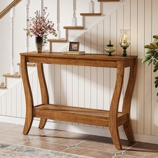 Solid Wood Console Table, Entryway Sofa Table with Storage Shelf for ...