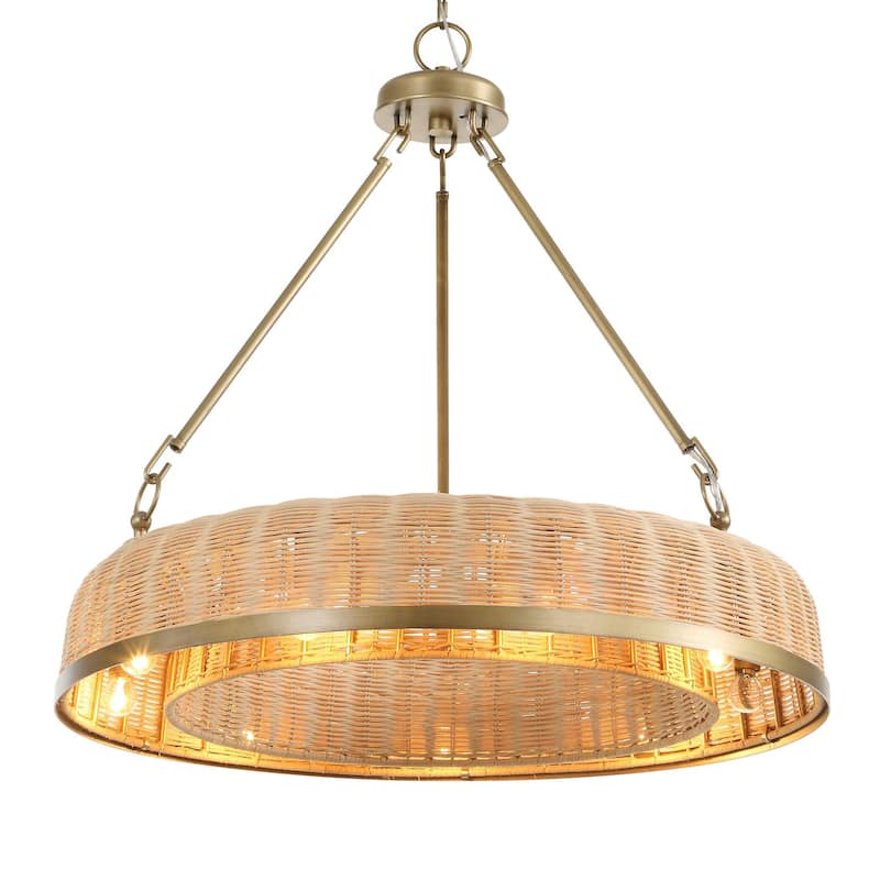 Uttermost Ladakh 9 Light Round Wicker Pendant - 28"W x 28"D x 27"H