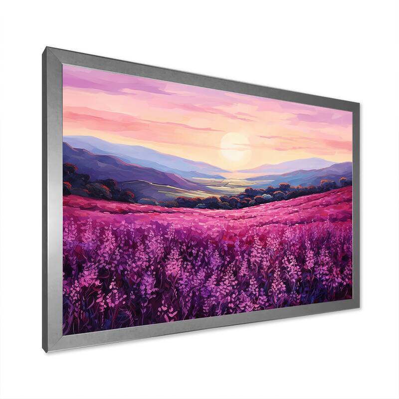 Designart "Bloomed Flower Horizons At Sunset I" Flower Framed Wall Art Prints