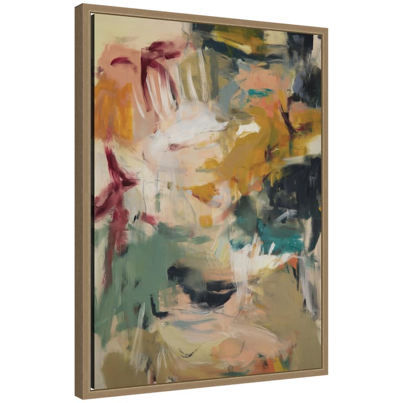 Kate and Laurel Painted Storm No. 2 by Amy Lighthall Framed Canvas Wall Art Print - 18x24 - Gold